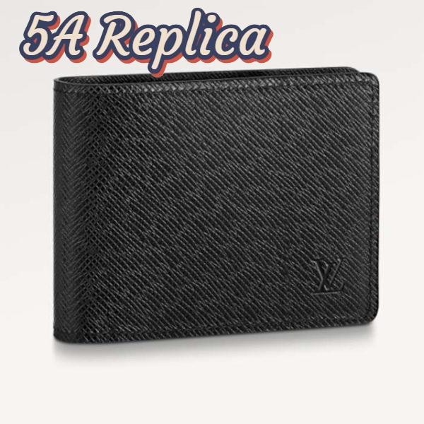 Replica Louis Vuitton Unisex Multiple Wallet Black Taiga Cowhide Leather