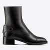 Replica Dior Women Shoes CD D-Folk Heeled Boot Black Perforated Calfskin 4.5 Cm Heel 18