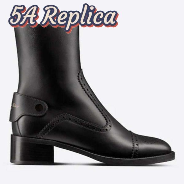 Replica Dior Women Shoes CD D-Folk Heeled Ankle Boot Black Perforated Calfskin 4.5 Cm Heel