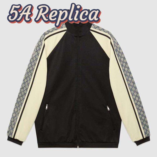 Replica Gucci Men Oversize Technical Jersey Jacket in GG Printed Nylon-Black 2