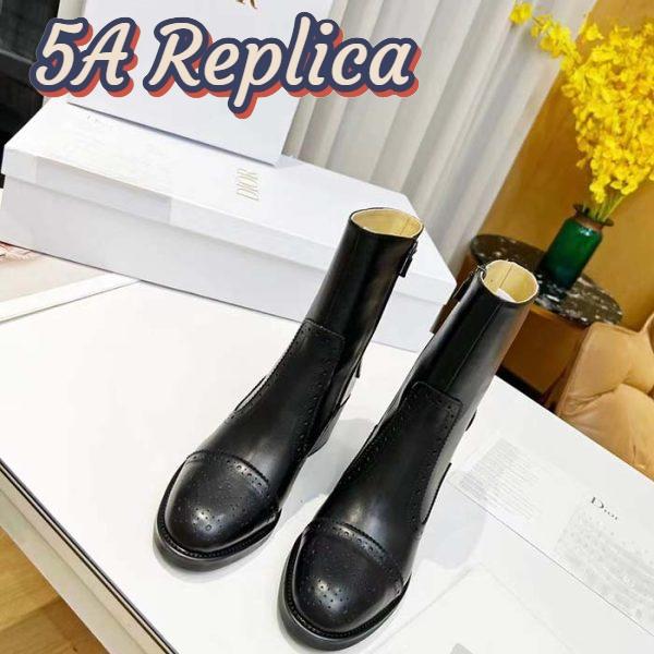 Replica Dior Women Shoes CD D-Folk Heeled Ankle Boot Black Perforated Calfskin 4.5 Cm Heel 3