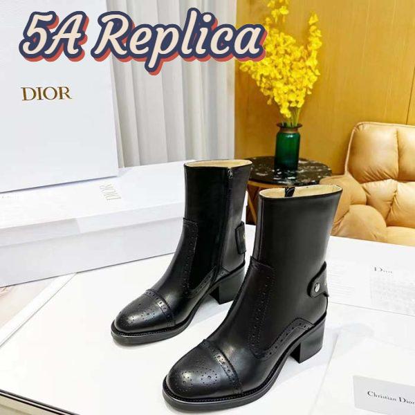 Replica Dior Women Shoes CD D-Folk Heeled Ankle Boot Black Perforated Calfskin 4.5 Cm Heel 4