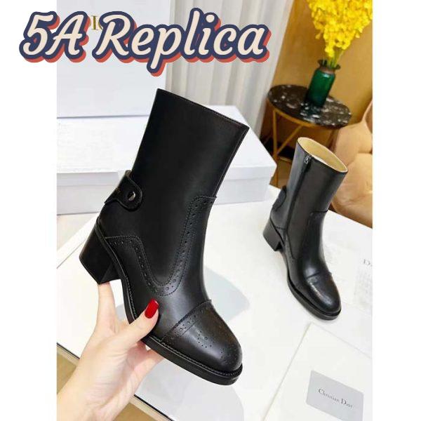 Replica Dior Women Shoes CD D-Folk Heeled Ankle Boot Black Perforated Calfskin 4.5 Cm Heel 6