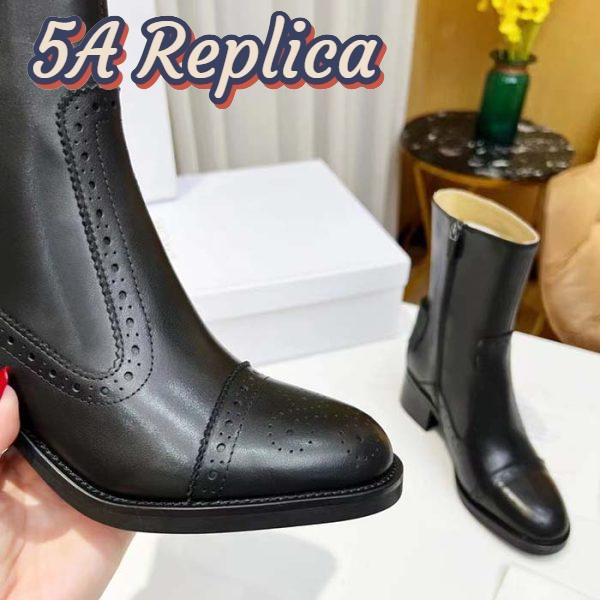 Replica Dior Women Shoes CD D-Folk Heeled Ankle Boot Black Perforated Calfskin 4.5 Cm Heel 8