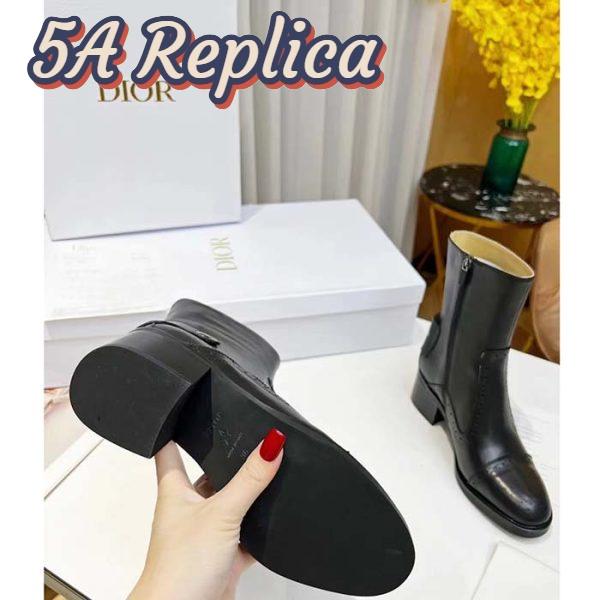 Replica Dior Women Shoes CD D-Folk Heeled Ankle Boot Black Perforated Calfskin 4.5 Cm Heel 9