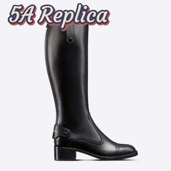 Replica Dior Women Shoes CD D-Folk Heeled Boot Black Perforated Calfskin 4.5 Cm Heel 2