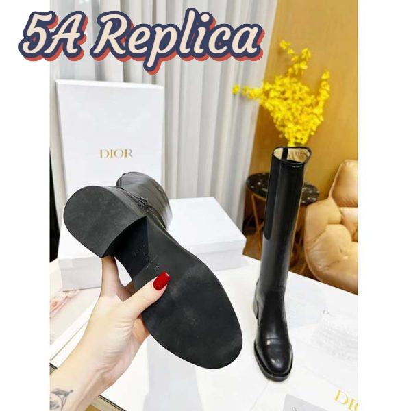 Replica Dior Women Shoes CD D-Folk Heeled Boot Black Perforated Calfskin 4.5 Cm Heel 7