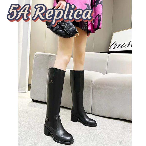 Replica Dior Women Shoes CD D-Folk Heeled Boot Black Perforated Calfskin 4.5 Cm Heel 8
