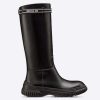 Replica Dior Women Shoes CD D-Folk Heeled Boot Black Perforated Calfskin 4.5 Cm Heel 17