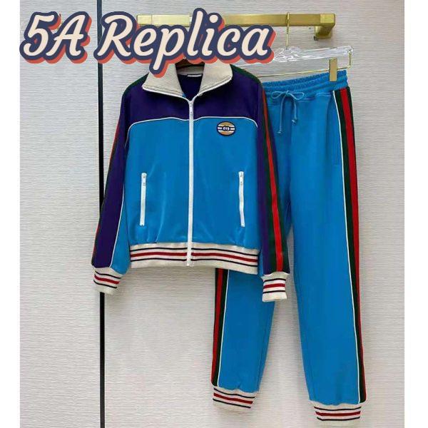 Replica Gucci Men Technical Jersey Zip-Up Jacket with Web Interlocking G-Blue 4