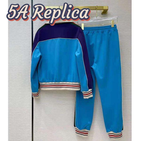 Replica Gucci Men Technical Jersey Zip-Up Jacket with Web Interlocking G-Blue 5