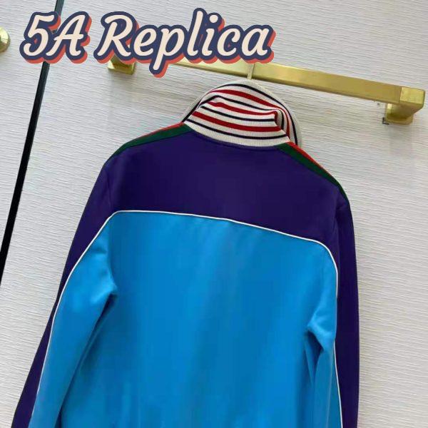 Replica Gucci Men Technical Jersey Zip-Up Jacket with Web Interlocking G-Blue 7
