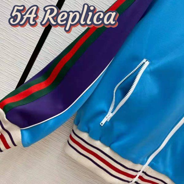 Replica Gucci Men Technical Jersey Zip-Up Jacket with Web Interlocking G-Blue 9