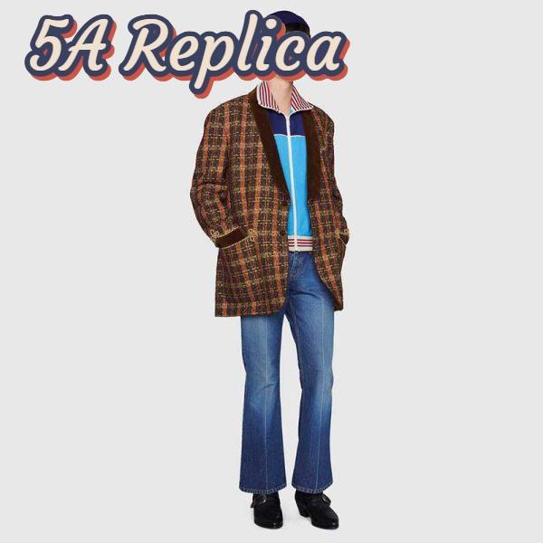 Replica Gucci Men Technical Jersey Zip-Up Jacket with Web Interlocking G-Blue 12