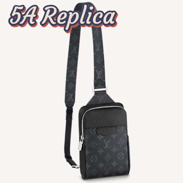 Replica Louis Vuitton Unisex Outdoor Sling Bag Taigarama Noir Black Coated Canvas Cowhide Leather