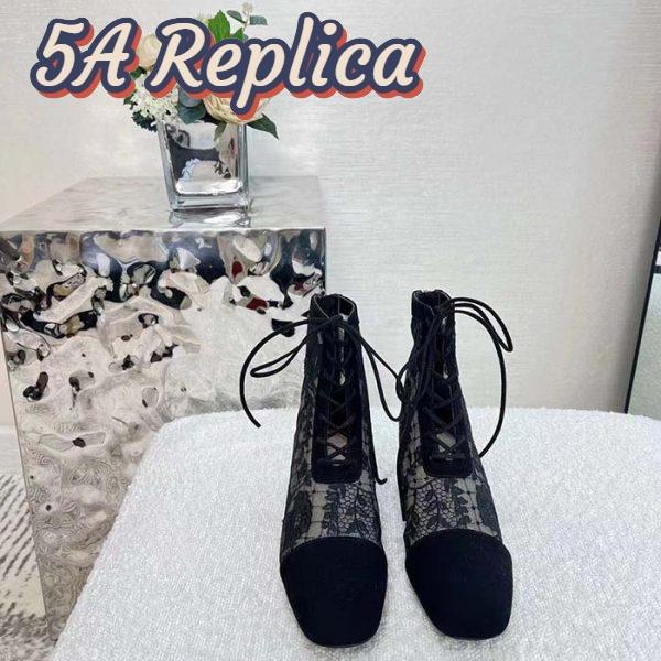 Replica Dior Women Shoes CD Naughtily-D Ankle Boot Black Transparent Mesh Suede Embroidered Roses 5