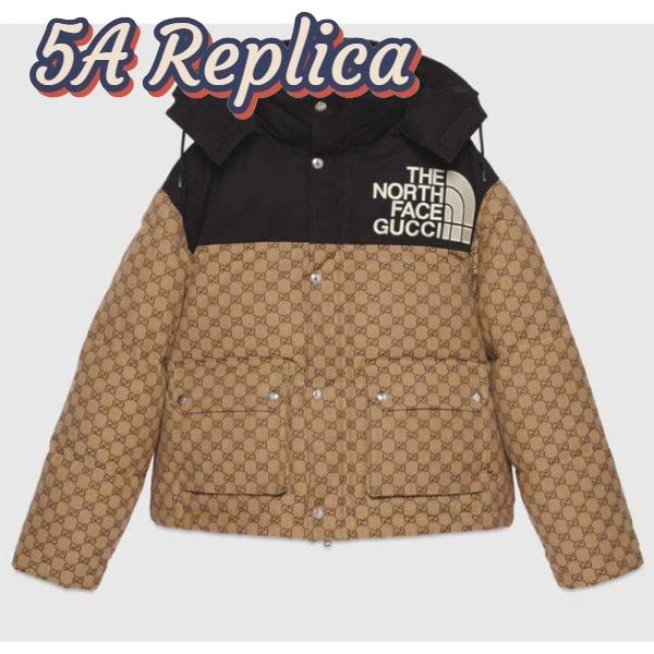 Replica Gucci Men The North Face x Gucci Padded Jacket Beige Ebony GG Canvas 2