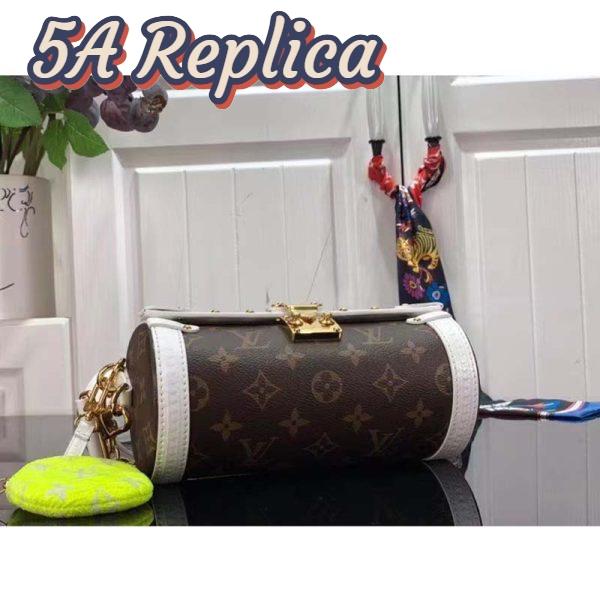 Replica Louis Vuitton Unisex Papillon Trunk Handbag Monogram Coated Canvas Cowhide Leather 5