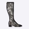 Replica Dior Women Shoes CD Naughtily-D Boot Black Transparent Mesh Suede Embroidered Roses