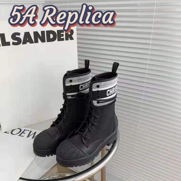 Replica Dior Women Shoes D-Major Ankle Boot Black White Technical Fabric Black Calfskin 4