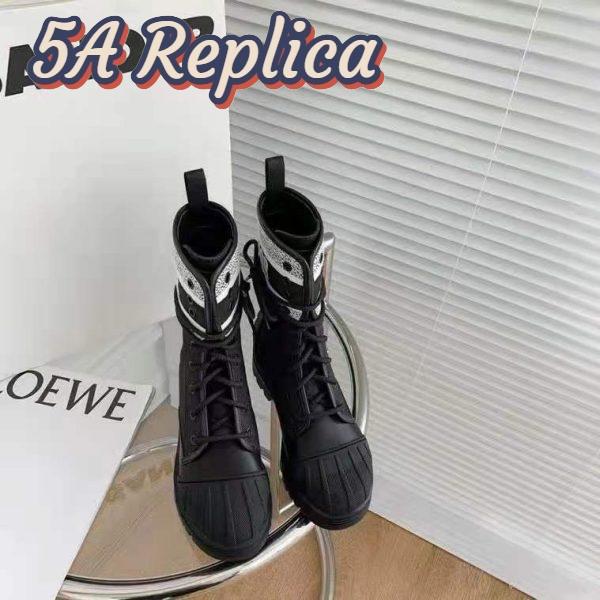 Replica Dior Women Shoes D-Major Ankle Boot Black White Technical Fabric Black Calfskin 5