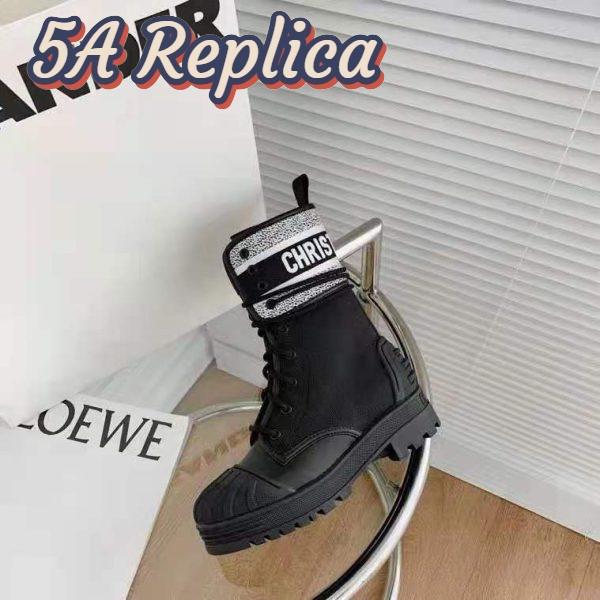Replica Dior Women Shoes D-Major Ankle Boot Black White Technical Fabric Black Calfskin 6