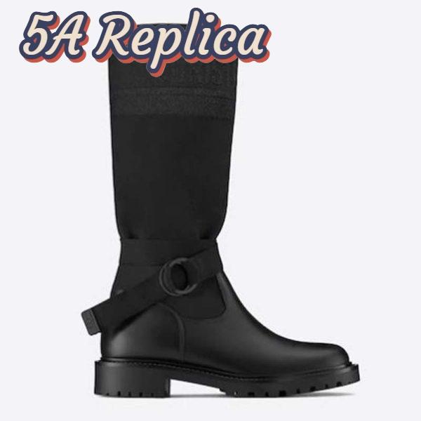 Replica Dior Women Shoes D-Major Boot Black Technical Fabric and Calfskin