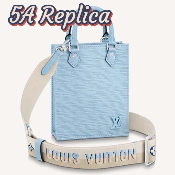 Replica Louis Vuitton Unisex Petit Sac Plat Blue Epi Embossed Supple Grained Cowhide