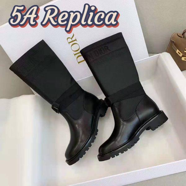 Replica Dior Women Shoes D-Major Boot Black Technical Fabric and Calfskin 3