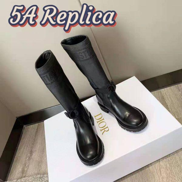 Replica Dior Women Shoes D-Major Boot Black Technical Fabric and Calfskin 6