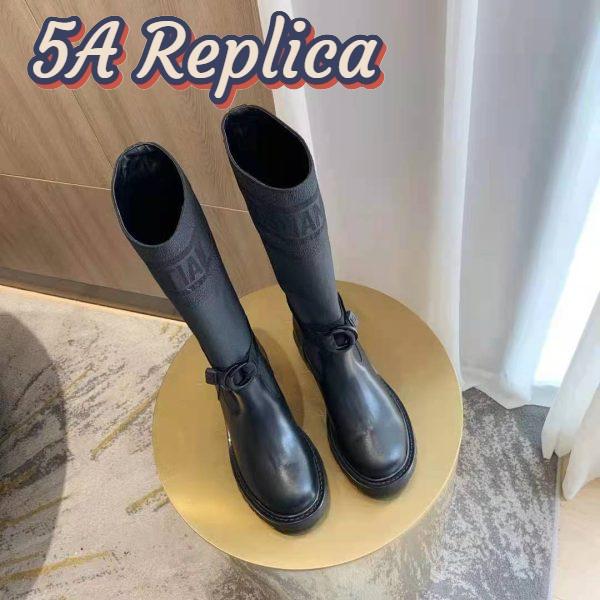 Replica Dior Women Shoes D-Major Boot Black Technical Fabric and Calfskin 7