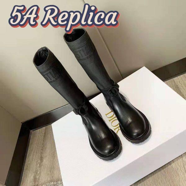 Replica Dior Women Shoes D-Major Boot Black Technical Fabric and Calfskin 9