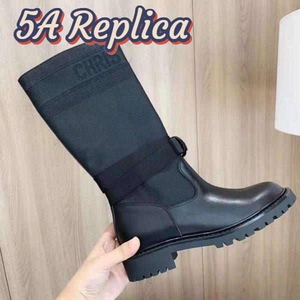 Replica Dior Women Shoes D-Major Boot Black Technical Fabric and Calfskin 10