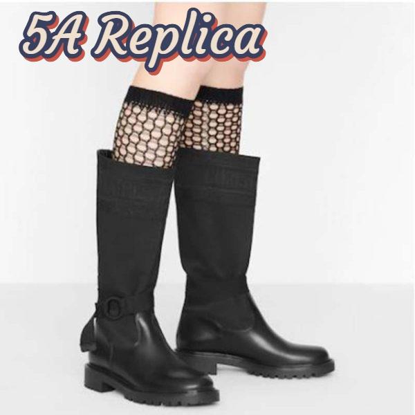 Replica Dior Women Shoes D-Major Boot Black Technical Fabric and Calfskin 14