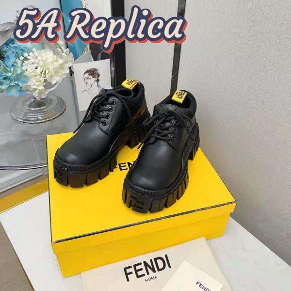 Replica Fendi Women Force Black Leather Lace-ups 3
