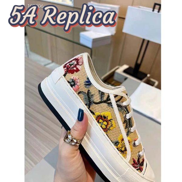 Replica Dior Women Shoes CD Walk’N’Dior Sneaker Beige Multicolor Raffia Embroidered Petites Fleurs 9