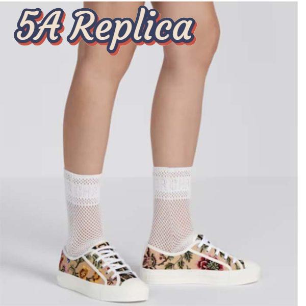 Replica Dior Women Shoes CD Walk’N’Dior Sneaker Beige Multicolor Raffia Embroidered Petites Fleurs 11
