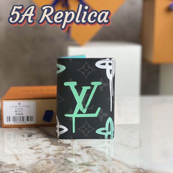 Replica Louis Vuitton Unisex Pocket Organizer LV Graffiti Green Coated Canvas Cowhide Leather 3