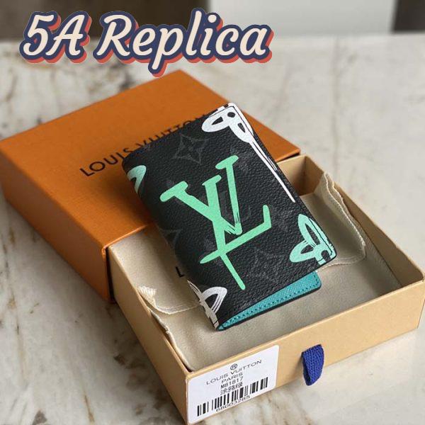 Replica Louis Vuitton Unisex Pocket Organizer LV Graffiti Green Coated Canvas Cowhide Leather 4
