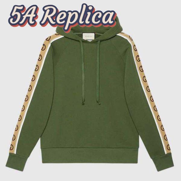 Replica Gucci Women Cotton Jersey Hooded Sweatshirt Green Heavy Felted Organic
