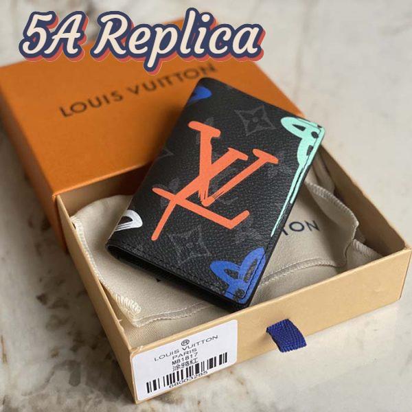 Replica Louis Vuitton Unisex Pocket Organizer LV Graffiti Orange Coated Canvas Cowhide Leather 4