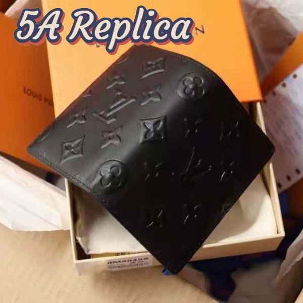Replica Louis Vuitton Unisex Pocket Organizer Slender Black Monogram Seal Cowhide Leather 5