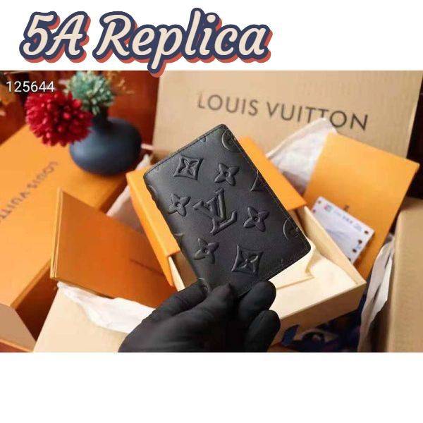 Replica Louis Vuitton Unisex Pocket Organizer Slender Black Monogram Seal Cowhide Leather 6