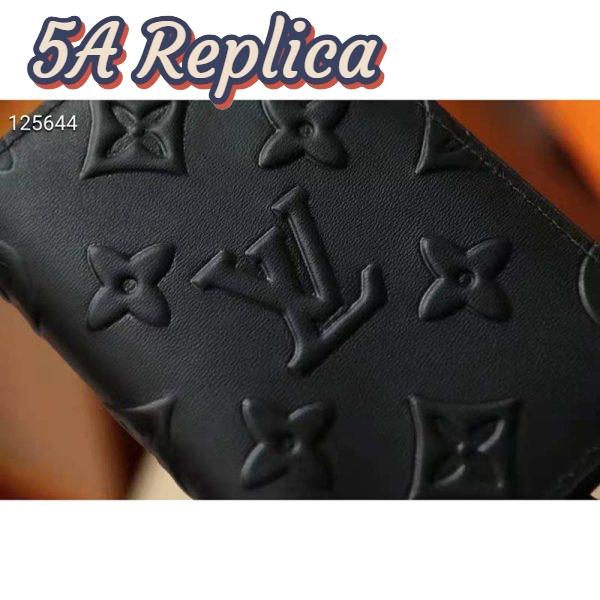 Replica Louis Vuitton Unisex Pocket Organizer Slender Black Monogram Seal Cowhide Leather 10