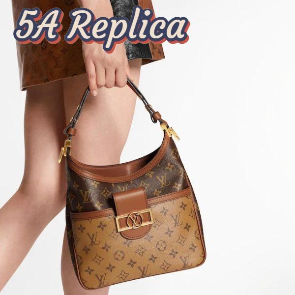 Replica Louis Vuitton LV Women Hobo Dauphine PM Handbag Monogram Reverse Canvas 7
