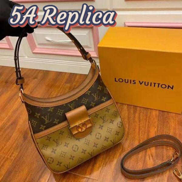 Replica Louis Vuitton LV Women Hobo Dauphine PM Handbag Monogram Reverse Canvas 8