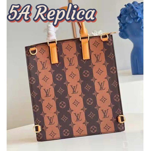 Replica Louis Vuitton Unisex Sac Plat Messenger Bag Monogram Stripes Brown Coated Canvas Cowhide 4