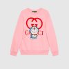Replica Gucci Women Doraemon x Gucci Cotton Sweatshirt Crewneck Oversized Fit-Pink