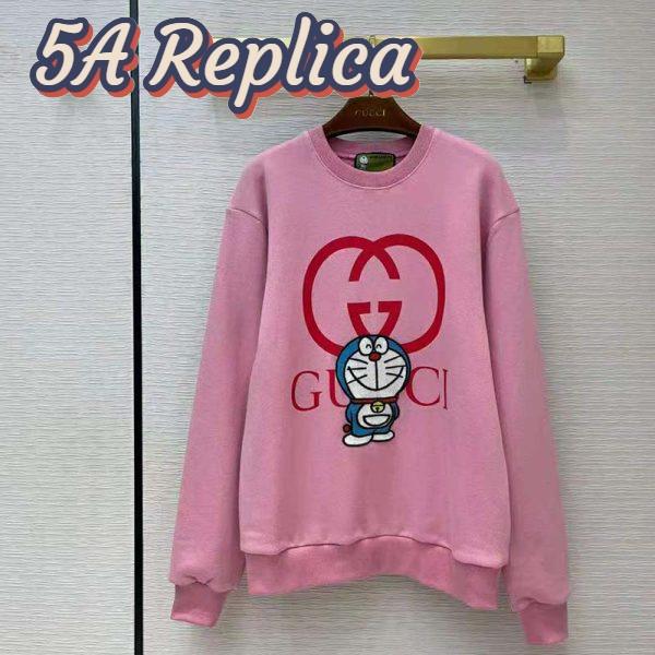 Replica Gucci Women Doraemon x Gucci Cotton Sweatshirt Crewneck Oversized Fit-Pink 3