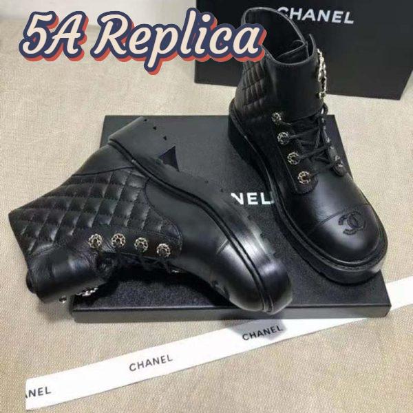 Replica Chanel Women Lace-Ups Shiny Goatskin & Calfskin Black 2 cm Heel 7